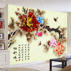 Tranh hoa mộc lan và thư pháp