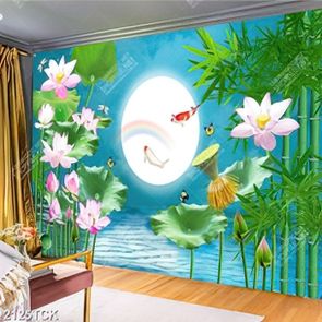 Tranh nghệ thuật ánh trăng sáng trên mặt hồ hoa sen