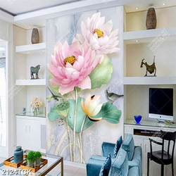 Tranh in canvas chú chim non trên bông sen hồng thắm