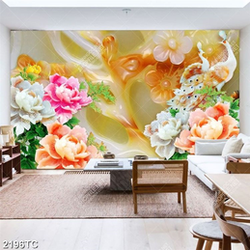 Tranh giả ngọc hoa mẫu đơn và chim công