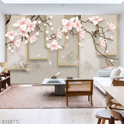 Tranh 3D hoa mộc lan dán tường đẹp