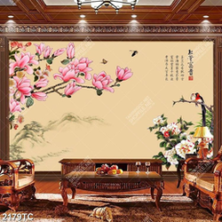 Tranh hoa mộc lan và hoa mẫu đơn