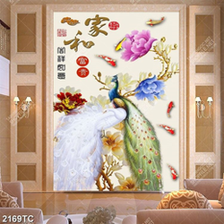 Tranh chim công và hoa mẫu đơn