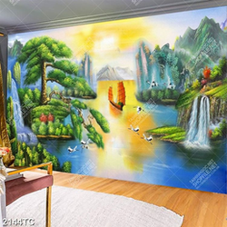 Tranh sơn dầu thác nước phong thủy