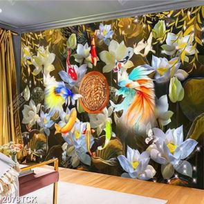 Tranh sơn dầu trang trí những bông hoa sen trắng muốt