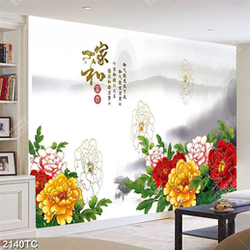 Tranh hoa mẫu đơn dán tường đẹp