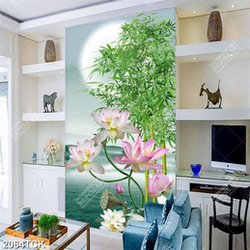 Tranh in canvas những bông sen hồng kheo sắc bên trăng