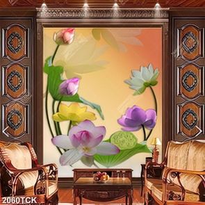 Tranh những bông hoa sen nở rộ khoe sắc hồng psd