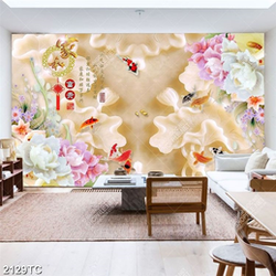 Tranh hoa mẫu đơn và cá chép giả ngọc