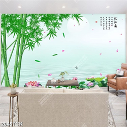 Tranh treo tường hoa sen hồng và đàn cá chép vàng psd