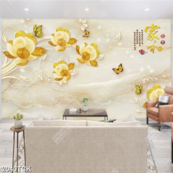 Tranh thêu hoa sen hồng và cá chép vàng bên đàn bướm