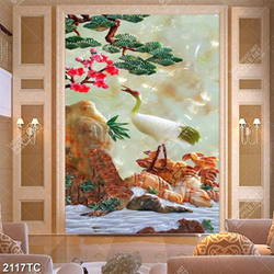 Tranh giả ngọc chim Hạc và cây tùng