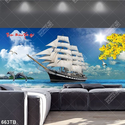 Tranh dán tường in uv thuận buồm xuôi gió file gốc