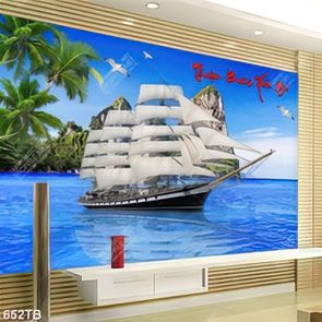 Tranh thuyền buồm bên hòn đảo decor tường