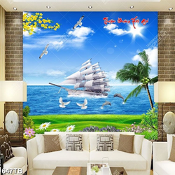 Tranh phong cảnh thuyền và biển chất lượng cao in uv