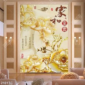 Tranh tài lộc hoa mẫu đơn vàng