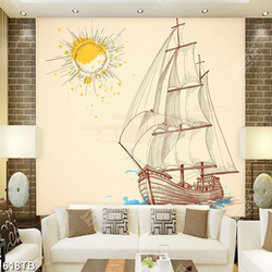 Tranh vẽ chiếc thuyền bên mặt trời đẹp nhất