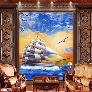 Tranh thuận buồm thuyền trên biển xanh đẹp nhất