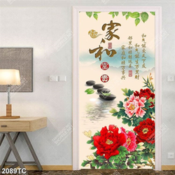 Tranh hoa mẫu đơn thư pháp đẹp