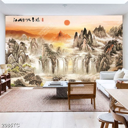 Tranh sơn dầu thác phong thủy