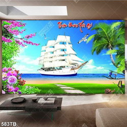 Tranh thuận buồm xuôi gió chất lượng cao in kính