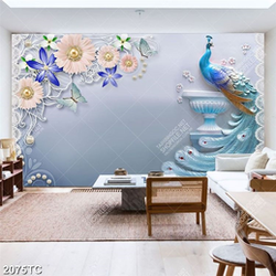 Tranh 3D lụa chim công chất lượng cao