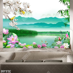 Tranh phong thủy hữu tình và hoa mộc lan