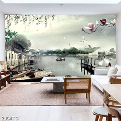 Tranh phố cổ trên sông