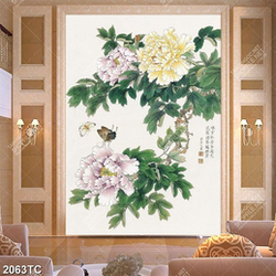 Tranh hoa mẫu đơn dán tường