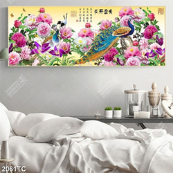 Tranh chim công và hoa mẫu đơn