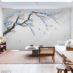 Tranh hoa đào 3D dán tường chất lượng cao