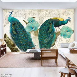 Tranh ghép chim công in canvas đẹp