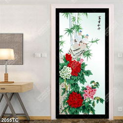 Tranh hoa mẫu đơn và cây trúc