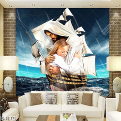 Tranh công giáo Chúa và trẻ em in uv