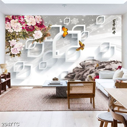 Tranh 3D chim công dán tường đep nhất