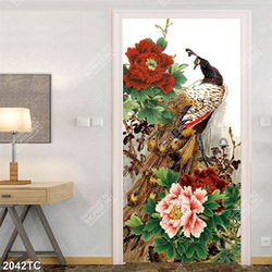 Tranh hoa mẫu đơn và chim công