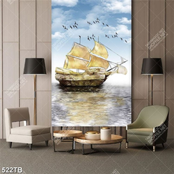 Tranh vẽ chiếc thuyền và đàn chim dán tường đẹp nhất