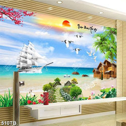 Tranh ngôi nhà trên bãi biển đẹp nhất