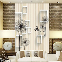 Tranh hoa bồ công anh nền ô vuông 3D