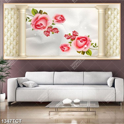 Tranh hoa hồng nền 3D in tủ