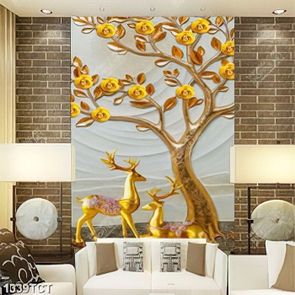 Tranh lụa cây tài lộc và hươu