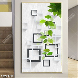 Tranh lá và nền ô vuông 3D