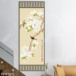 Tranh hoa và chim in cửa đẹp