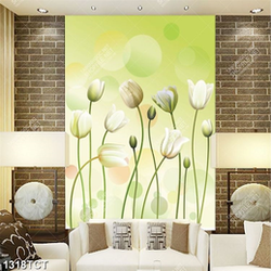 Tranh hoa tulip nền xanh