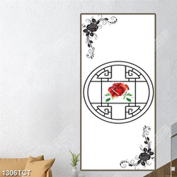 Tranh hoa văn hoa hồng in cửa đẹp