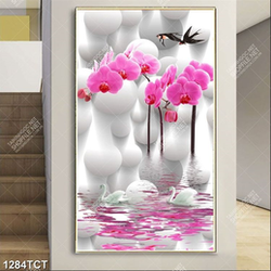 Tranh hoa lan và nền hình cầu