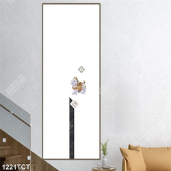 Tranh họa tiết hình thoi và chú lân