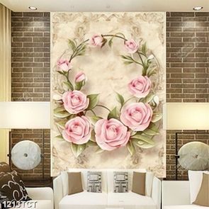 Tranh hoa hồng nền vân đá