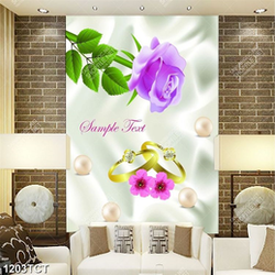 Tranh hoa hồng tím nền lụa