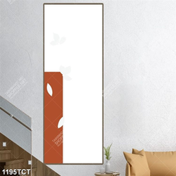 Tran họa tiết lá và hình chữ nhật